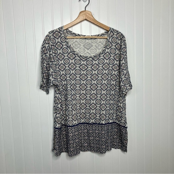 J Jill‎ Top XLP Petite XL Pima Scoop Neck Elbow Sleeve Tee - Picture 1 of 8